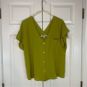 Olive Green Button-Up Women's Top